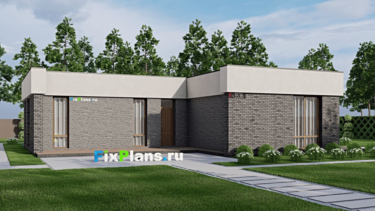 Одноэтажный дом F-3536 — фасад