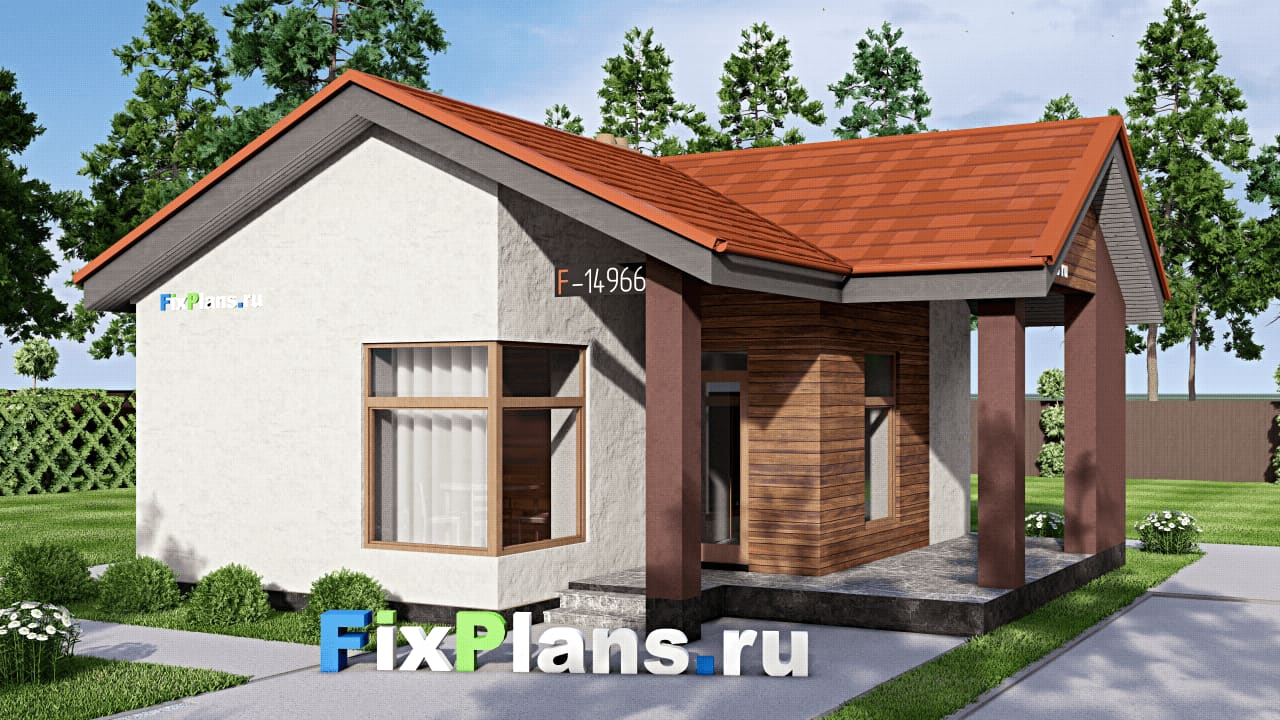 Одноэтажный дом F-14966 — фасад