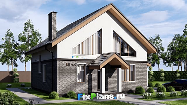 Одноэтажный дом с мансардой  F-17729