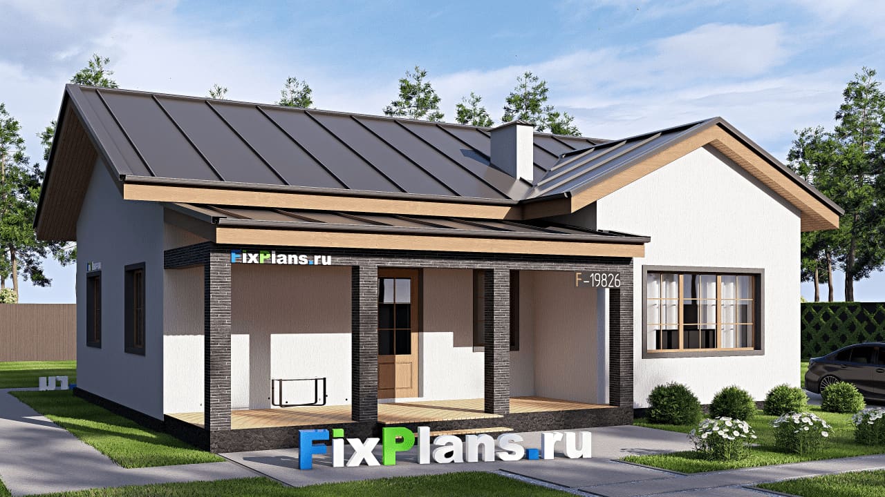Одноэтажный дом F-19826 — фасад