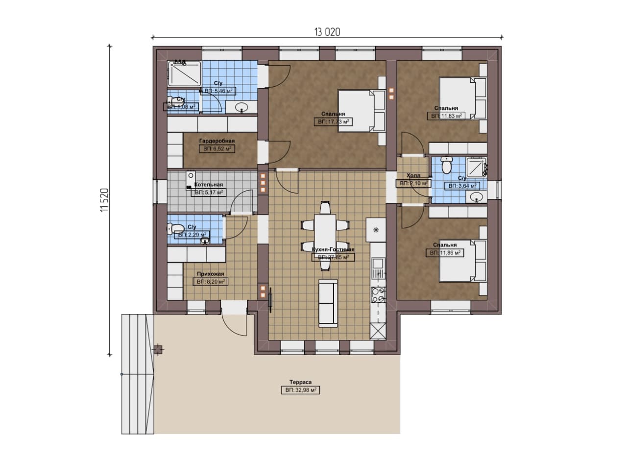 Планировка Одноэтажный дом F-13535
